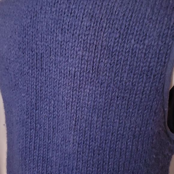Pachamama Wool Fleece Lined Handknit Full Zip Sweater Vest Boho Blue sz S/M - Picture 7 of 8